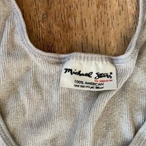 Michael Stars Ribbed Tank Top Silver Made in USA One Size Fits Most